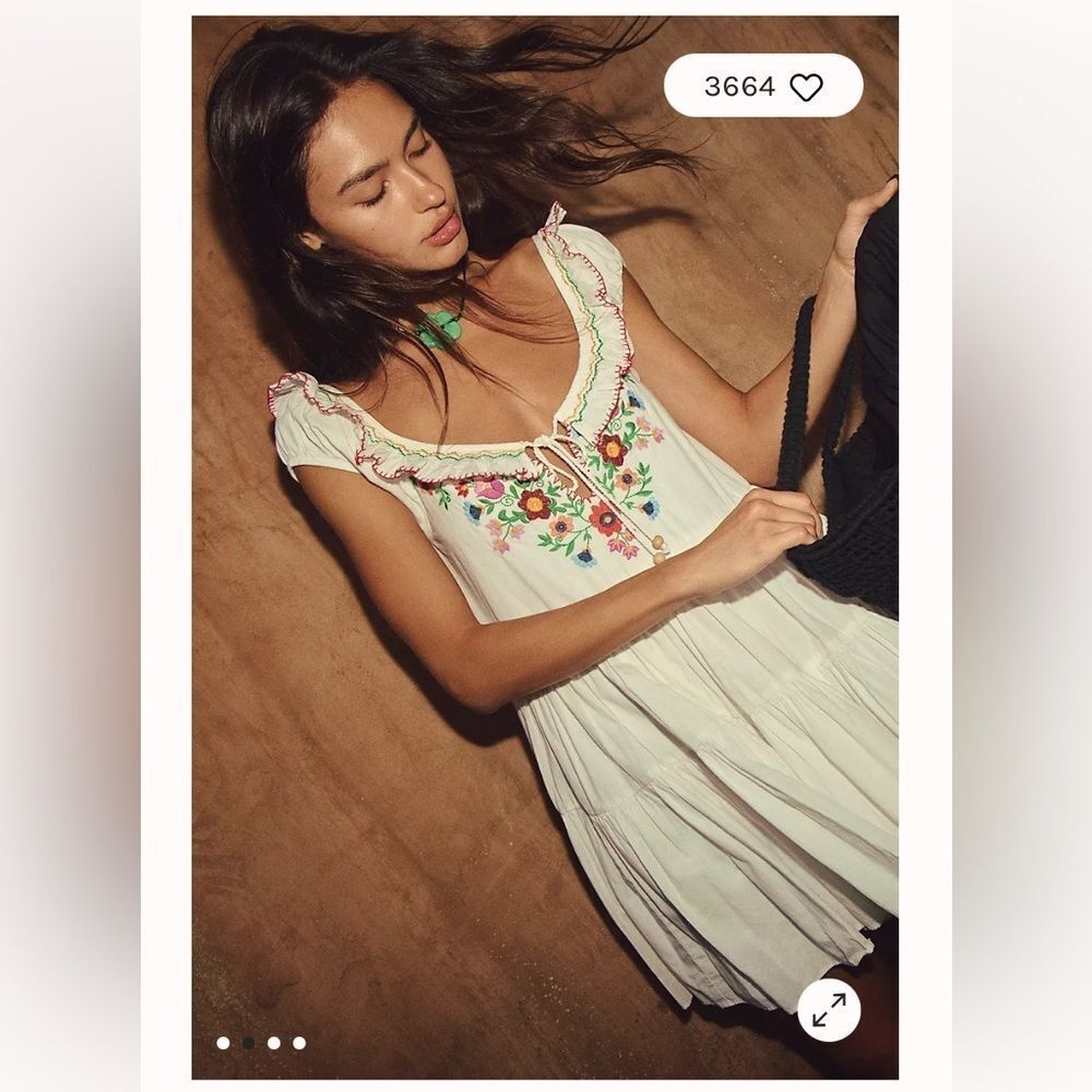 Free People Celia Mini Dress size Small Color: Ivory - Picture 3 of 7